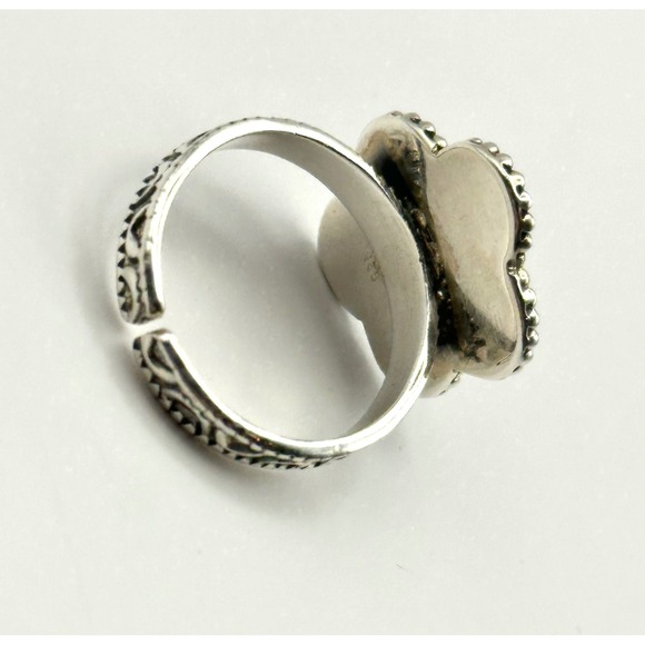 Turquoise Flower Southwestern Sterling Silver Adjustable‎ Ring - Picture 5 of 8